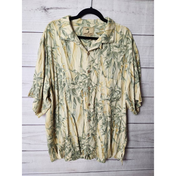 Jamaica Jaxx Mens Button Shirt Hawaii Aloha Short Sleeve 100% Silk Collar XL - Picture 1 of 5
